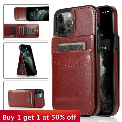 For iPhone 17 AIR 17 Pro Max 16 15 14 13 12 11 8 Leather Flip Wallet Phone Cover - Image 1 of 4