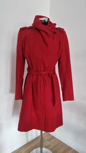 Ted Baker roter Mantel Gr. 2 UK 10 Wickelgürtel Vasilis Wolle Kaschmir gefüttert LESEN - Bild 1 von 13