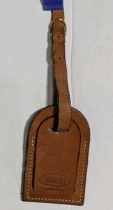 BRICS Brown Leather Luggage ID Tag Buckle Suitcase Travel Identify Tag - Picture 1 of 8