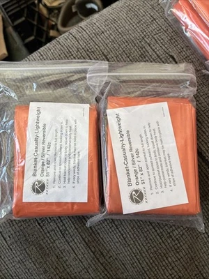 2X Manta de Supervivencia Ligera Rothco 51”X82” Manta Naranja para Accidentes de Emergencia Foto 1 de 4