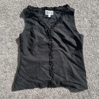 DEPECHE MODE por Yves Cossette Negro Lino Sin Mangas Volantes Sixe Cremallera Talla 16 De Colección Foto 1 de 4