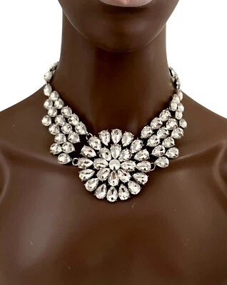 Lujoso conjunto de collar clásico de cristal transparente aspecto vintage noche llamativo Foto 1 de 4