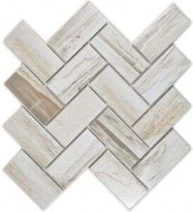 Mosaico de azulejos aluminio blanco translúcido light beige combinación49-FK01_f ¦ 10 esteras