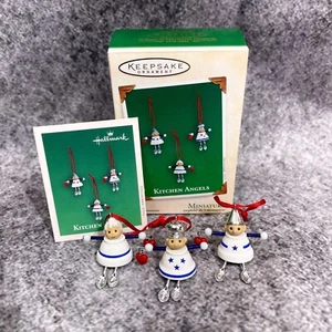 2003 Hallmark Keepsake Kitchen Angels Set of 3 Miniature Ornaments W Memory Card - Picture 1 of 4