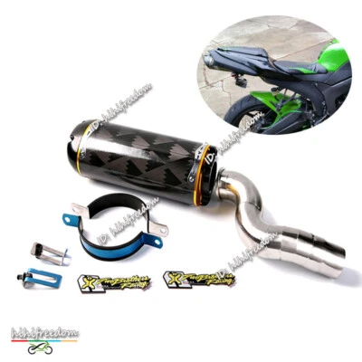 Silenciador de tubo de escape de fibra de carbono para Kawasaki Ninja ZX6R ZX636 2004-2008 Foto 1 de 4