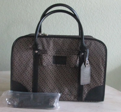 Joy Mangano JM NY Luggage Travel Carry On Designer Bag Brown Med Roomy PRISTINE - Image 1 of 4