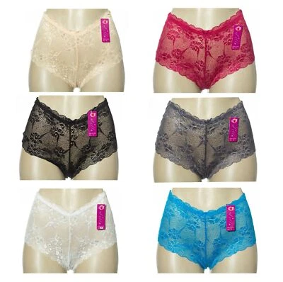 6 Bragas de encaje floral para mujer Ropa interior de color mezclado talla S M L XL 1876 Foto 1 de 4