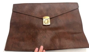 Getty Leder braun Druckknopfverschluss Portfolio Datei Halter Etui Tasche Ordner 16"x 11" - Bild 1 von 5