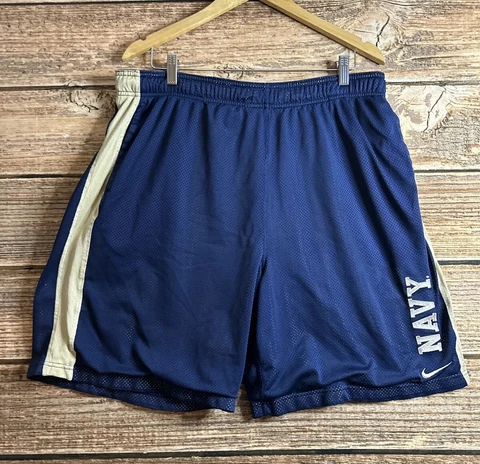 Vintage Navy Midshipmen Shorts Men's Extra Large Nike Blue Gold Activewear Cover