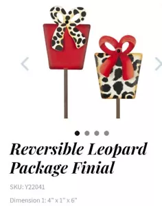 NEW Round Top Collection Reversable Leopard Package Finial Metal Art - Picture 1 of 4