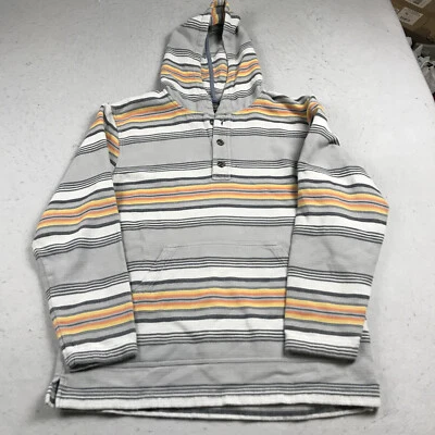 Pendleton Hoodie Mens Medium Gray Colorful Serape Striped Sweatshirt Surf Henley - Image 1 of 4