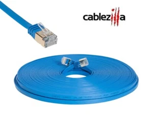 CAT7 Flat SFTP Ethernet Patch Cable 10Gbps Blue Cord 6FT-100FT Multi-Pack LOT - Picture 1 of 5