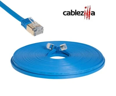 CAT7 Flat SFTP Ethernet Patch Cable 10Gbps Blue Cord 6FT-100FT Multi-Pack LOT - Image 1 of 4