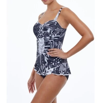 PROFILE by GOTTEX Women's Tropical Print Stretch Tummy Control Ruffled Swimdress - Image 1 of 4