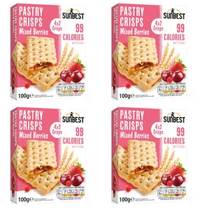 4 x 4pk Sun Best Delightful Pastry Crisps Mixed Berries Ultimate Low Calorie - Picture 1 of 7