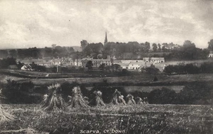 Scarva Co Down Northern Ireland Postcard 1910 Panoramic Town View Stooks Woods - Picture 1 of 2