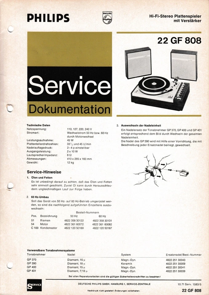 Manuale Di Servizio Per Philips 22 GF 808 - Immagine 1 di 1
