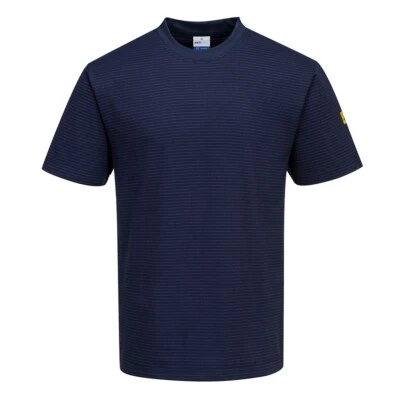 Portwest AS20 - Anti-Static ESD T-Shirt S/S Navy SIZES XS-3X - Image 1 of 2