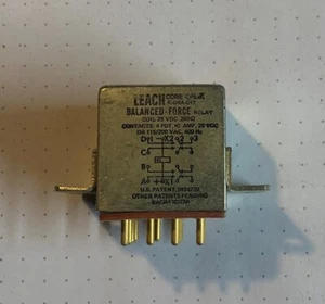 Leach Relay, P/N K-D4A-017, 28VDC or 115/200 VAC 400 Hz, 4 Pole, Double Throw, B - Picture 1 of 3