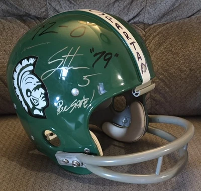 Casco de fútbol americano con suspensión Riddell RK autografiado vintage del estado de Michigan. Foto 1 de 4