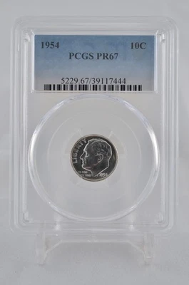 PR67 1954 PCGS GRADED PROOF SILVER ROOSEVELT DIME RARE UNCIRCULATED COIN - Image 1 of 4