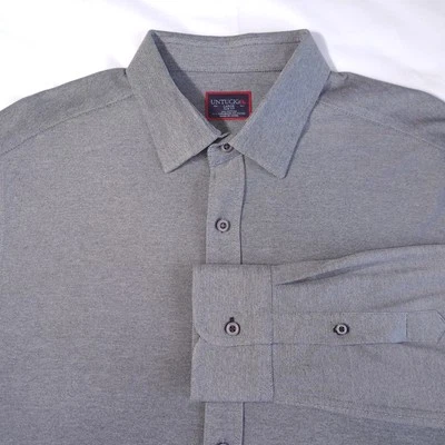 Untuckit Men's Collared Button-Up Shirt Gray Size L Long Sleeves Slim Fit - Image 1 of 4