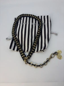 Henri Bendel Halskette schwarz Leder gold Gliederkette schönes Stück - Bild 1 von 7