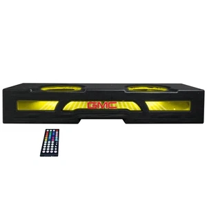 FITS 2007-2013 GMC SIERRA 1500 CREW CAB DUAL 12” SUBWOOFER BOX w/ RGB LED LIGHTS - Picture 1 of 5