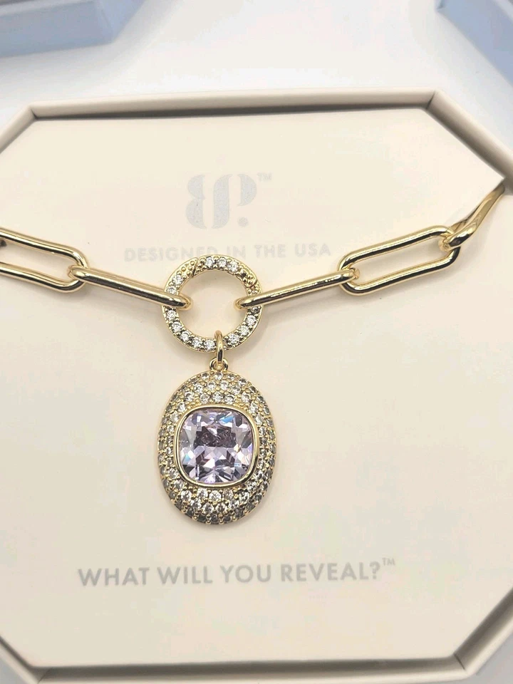 Collar Bomb Party OG "Haz que cuente" NK26024 topacio lavanda circonita cúbica/chapado en oro Foto 1 de 2