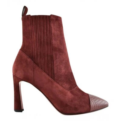 Christian Louboutin Me In The 90S 85 Rojo Tanino Gamuza Tacón Corto Botín 39 Foto 1 de 4