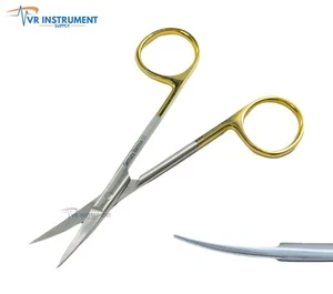 Iris Micro Scissors Curved Sharp/Sharp 4.5" Operating German Stainless CE - Picture 1 of 5