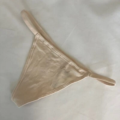 Victoria’s Secret PINK Beige Nude Cotton V-String Thong Panties - Size S - BNWT - Image 1 of 2