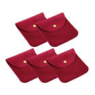 10x10cm Jewelry Pouches with Snap Button, 5 Pcs Soft Storage, Red