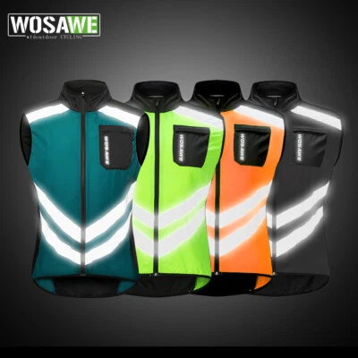 WOSAWE Men Cycling Vest Bike Reflective Waterproof Gilet Waistcoat Jacket Hi Viz - Image 1 of 4