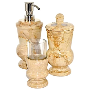 Sahara Beige Marble 3-Piece Bathroom Accessory Set - Picture 1 of 1