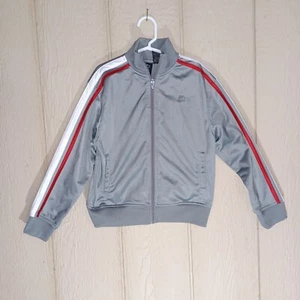 Jacket Boys Small 6-7 Gray Arm Stripe Athletic Activewear Track Gym Cool Weather - Picture 1 of 12