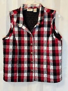 Baxter & Wells Quilted Women S Vest Red Metallic Plaid Western Christmas Holiday - Picture 1 of 6