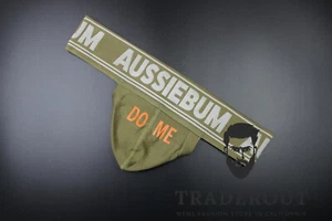 H.E.Arts DO ME logo custom print aussieBum Men Green Backless Pouch underwear - Picture 1 of 8