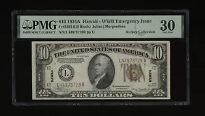 DBR 1934-A $10 FRN Hawaii LB Block Fr. 2303 PMG 30 Serial L44978728B - Picture 1 of 2