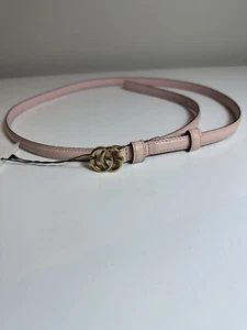 Gucci NWT Authentic GG Marmont Thin Pink Patent Leather Belt Size 95 - Picture 1 of 5