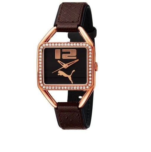 NUEVO RELOJ PUMA PLIANCY ORO ROSA, CORREA DE CUERO MARRÓN, BISEL DE CRISTAL PU100222001 Foto 1 de 1