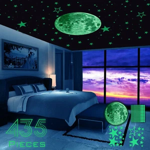 435Pcs Glow In The Dark Stars Moon Planet Space Wall Stickers Art Decor Luminous - Picture 1 of 7