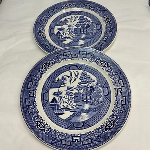 Vintage Homer Laughlin China 9” Plates: Set of 2 - C52N6 Blue - Picture 1 of 10