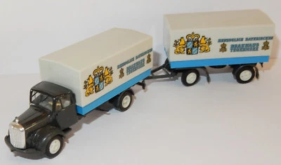 HERPA ALBEDO HO 1/87 CAMION BACHE MB MERCEDES L311 BEER BIERE BRAUHAUS TEGERNSEE - Photo 1/3