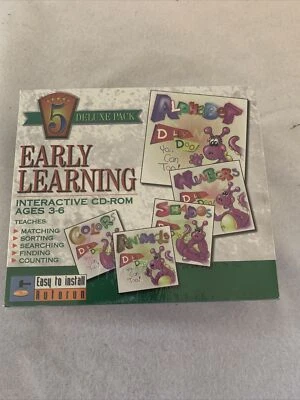Early Learning Interactive CD-Rom Ages 3-6 5 Deluxe Pack Sealed NOS - Image 1 of 4