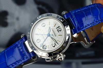 Cartier Pasha C GMT 35mm, Silver "Globe" Dial - Stainless Steel, W31029M7 - Image 1 of 4