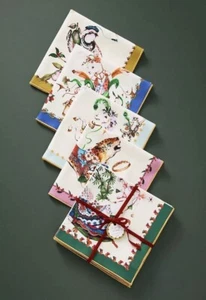 Anthropologie Phannapast Taychamaythakool Twelve Days of Christmas Napkins New - Picture 1 of 7