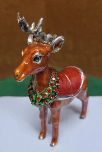 Reindeer Bejeweled Christmas Trinket Box NIB - Picture 1 of 7