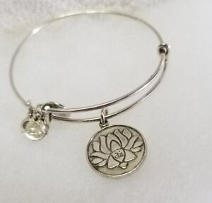 Alex & Ani Silver " Lotus Blossom " III 🌼 Charm Bangle Bracelet ❤