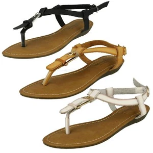 Ladies Savannah Wedge Toe Post 'Sandals' - Picture 1 of 28